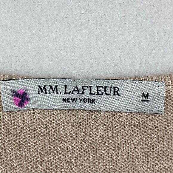 MM. LAFLEUR Sweater M Cotton Viscose Tunic Split Neck 3/4 Sleeve Pullover Beige - Picture 8 of 15